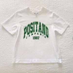 Topshop Positano Campania Premium Graphic Tee XS White Green